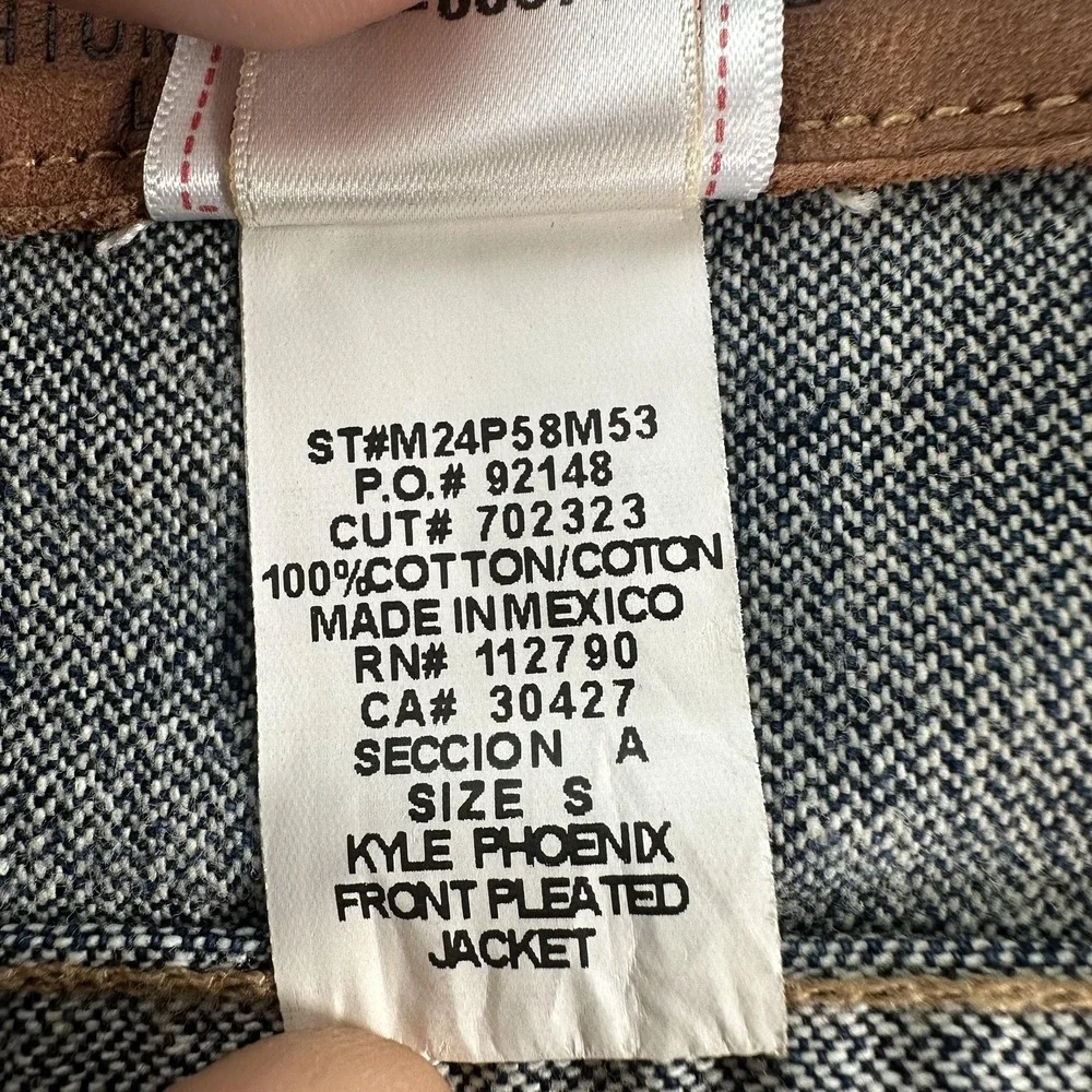 True Religion Jacket Mens Small Blue‎ Denim Kyle Phoenix Front Pleated Trucker